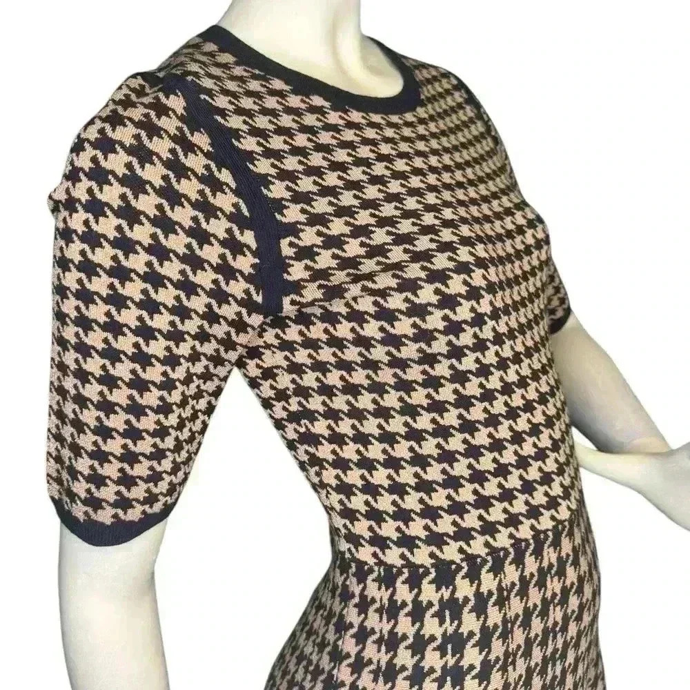 Ann Taylor Houndstooth Flare Dress Stretch Holiday Shimmer Size XS.  #311 - Picture 8 of 13